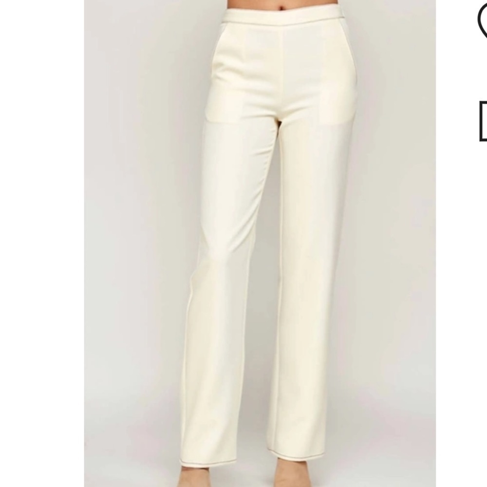 Strut‎ & Bolt Cream straight leg pants women’s trousers side zipper Sz L new